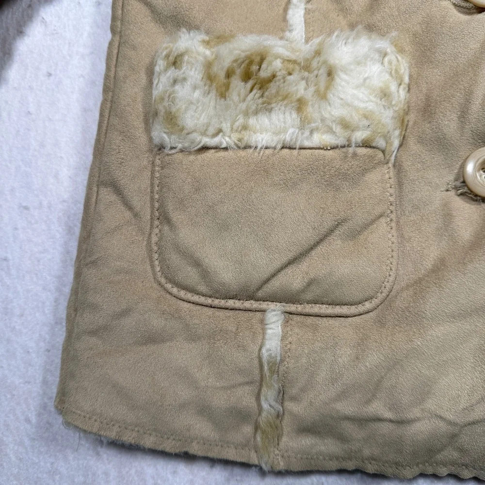 Circo Kids Tan Faux Suede Shearling Hooded Coat Faux Fur Trim Jacket 2T
